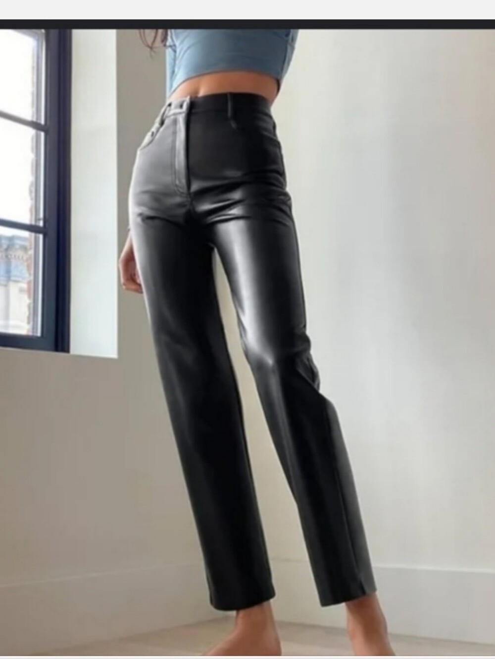 Aritzia Wilfred Melina Pants Black Faux Leather Straight Leg  Pleather